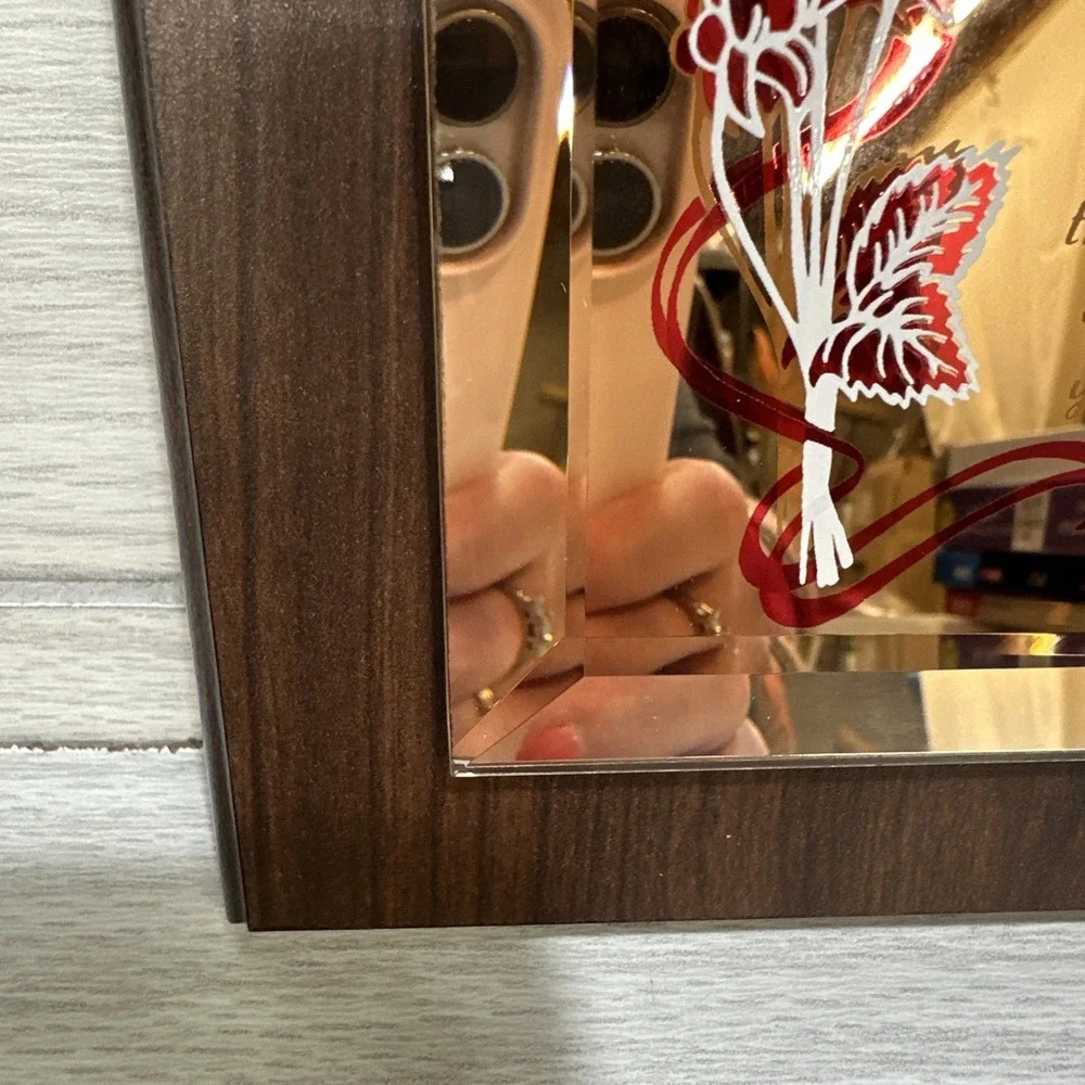 DARCA GLASS 40th Anniversary Glass Mirror Plaque‎ on Wood 7.75x5.75